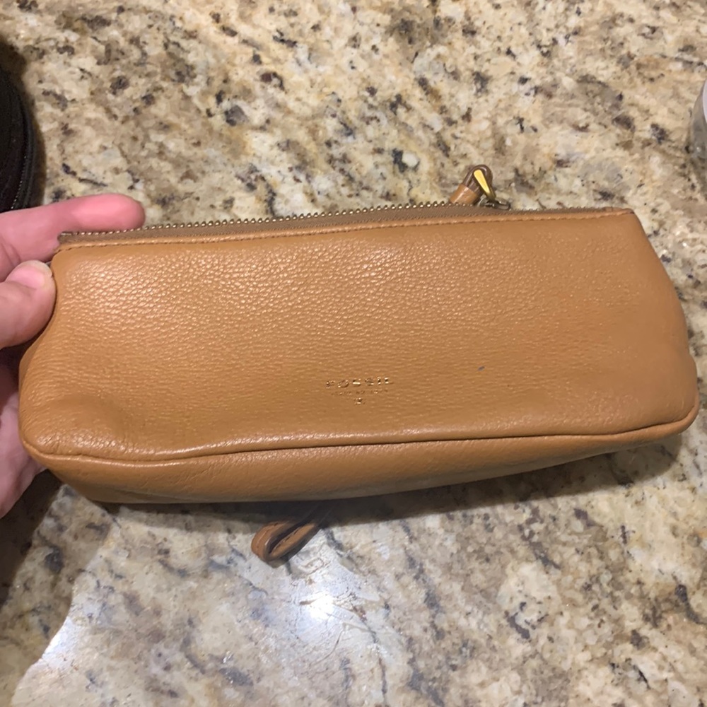 Leather Fossil Pencil / Make-Up / Clutch / Bag